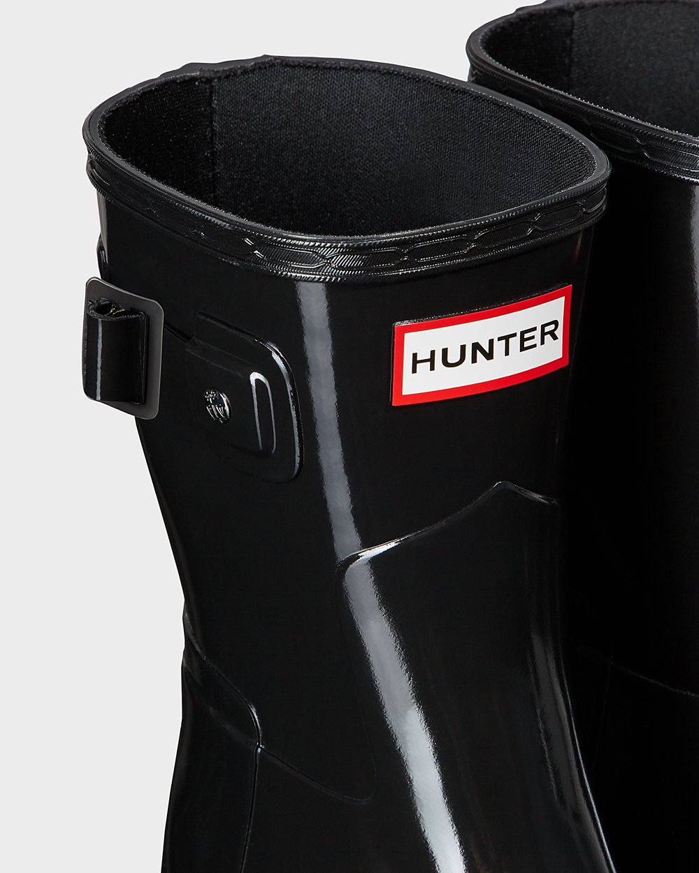 Womens Hunter Refined Slim Fit Gloss - Short Rain Boots Black - 4830-LTGOB